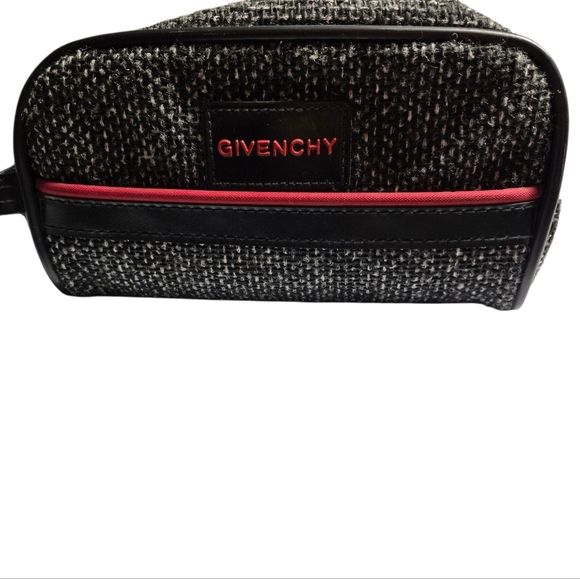 GIVENCHY GRAY TWEED DOPP COSMETIC TOILETRY TRAVEL MAKE UP POUCH BAG Vintage - Picture 2 of 6